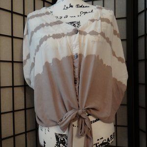 ENTRO Brown/Cream Tie Dye Blouse S